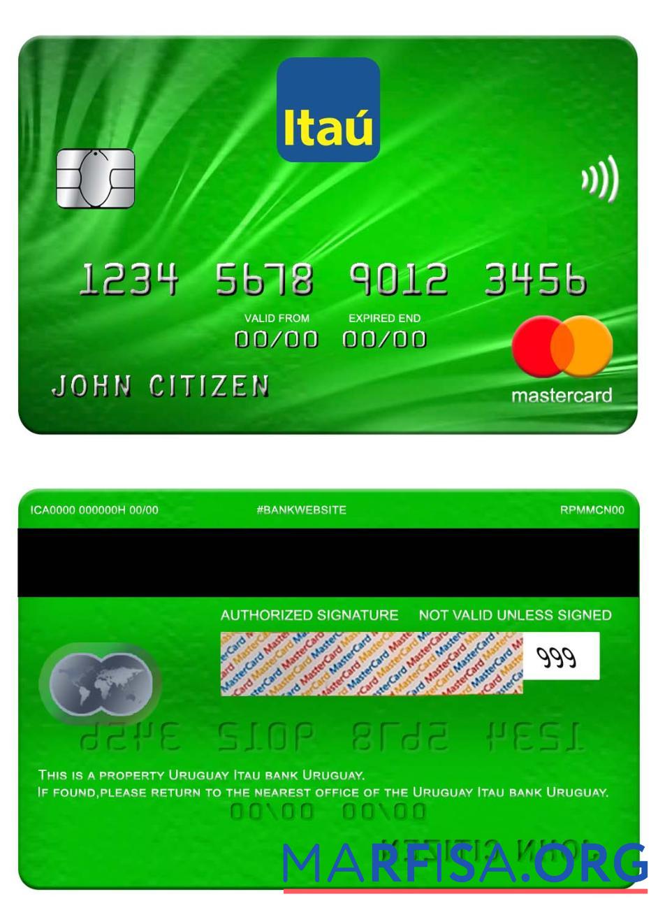 Realistic Uruguay Itau bank mastercard real example